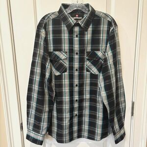 AIRWALK Black/Gray Plaid Button-Up Long-Sleeve Shirt  Mens XL~Skateboard Classic